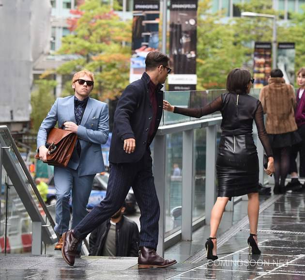 Cast of Snatch seen filming a scene in Manchester City Centre. The Scene is set in New York. Featuring: Rupert Grint, Stephanie Leonidas, Luke Pasqualino Where: Manchester, United Kingdom When: 26 Sep 2016 Credit: WENN.com