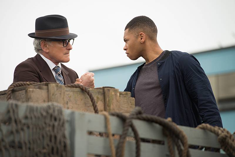 DC's Legends of Tomorrow -- "Out of Time"-- Image LGN201A_0091.jpg Pictured (L-R): Victor Garber as Professor Martin Stein and Franz Drameh as Jefferson "Jax" Jackson -- Photo: Diyah Pera/The CW -- ÃÂ© 2016 The CW Network, LLC. All Rights Reserved.