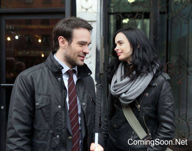 NEW YORK, NY - DECEMBER 07: Charlie Cox, Krysten Ritter filming Marvel's "The Defenders"  on December 7, 2016 in New York City.  (Photo by Steve Sands/GC Images)